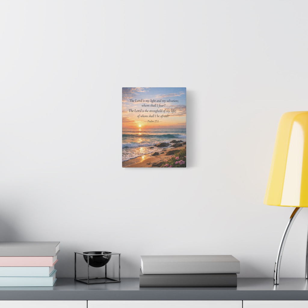 Peaceful Scenes – Sunrise Beach – Psalm 27:1 Canvas Print
