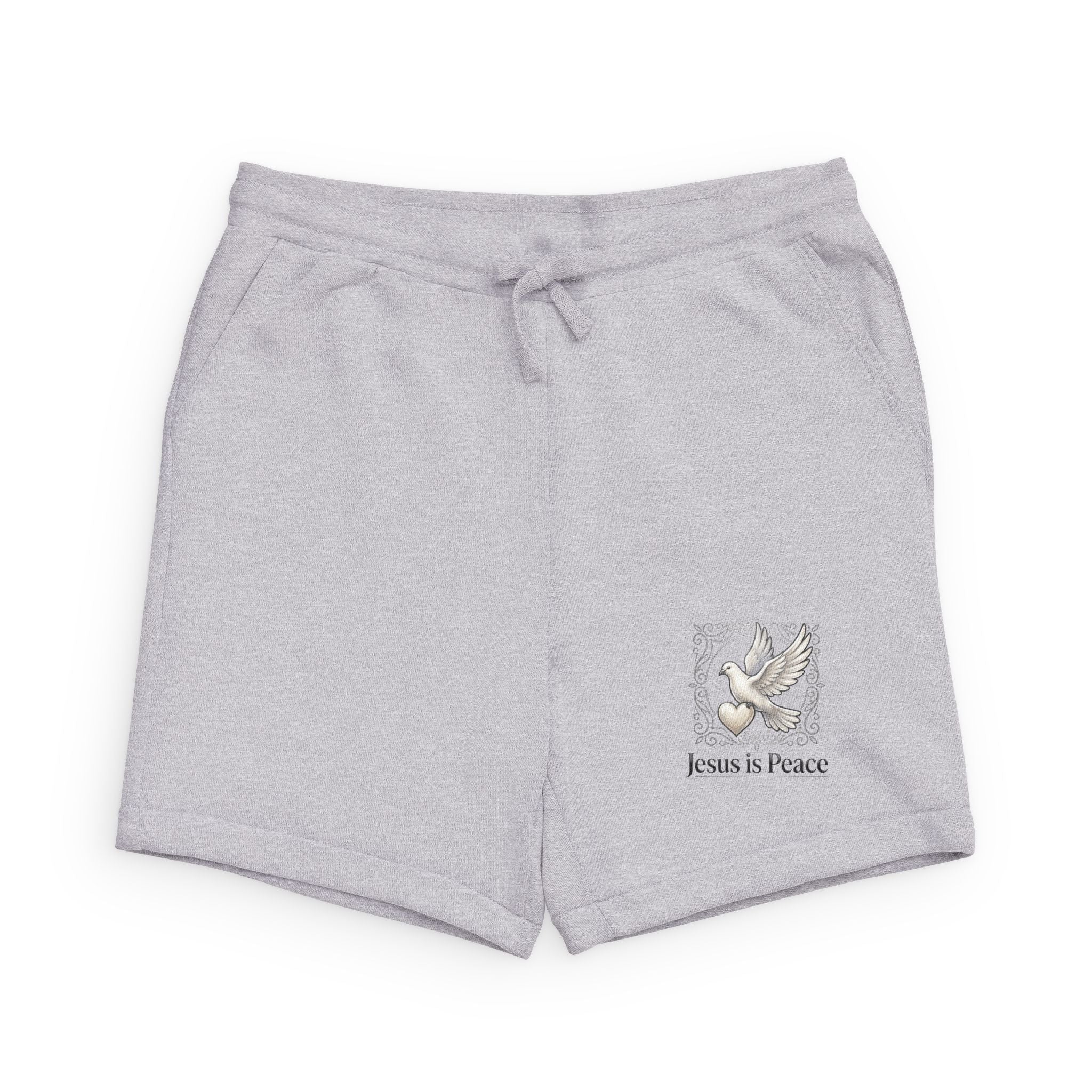 Christian Dove Sweatshorts — "Jesus is Peace" Black Lounge Shorts