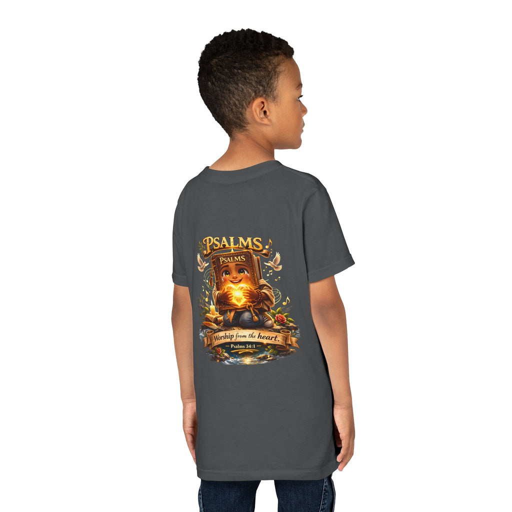 Praise Him Psalms 34:1 Youth T-Shirt | Christian Kids Faith Tee | Inspirational Youth Apparel