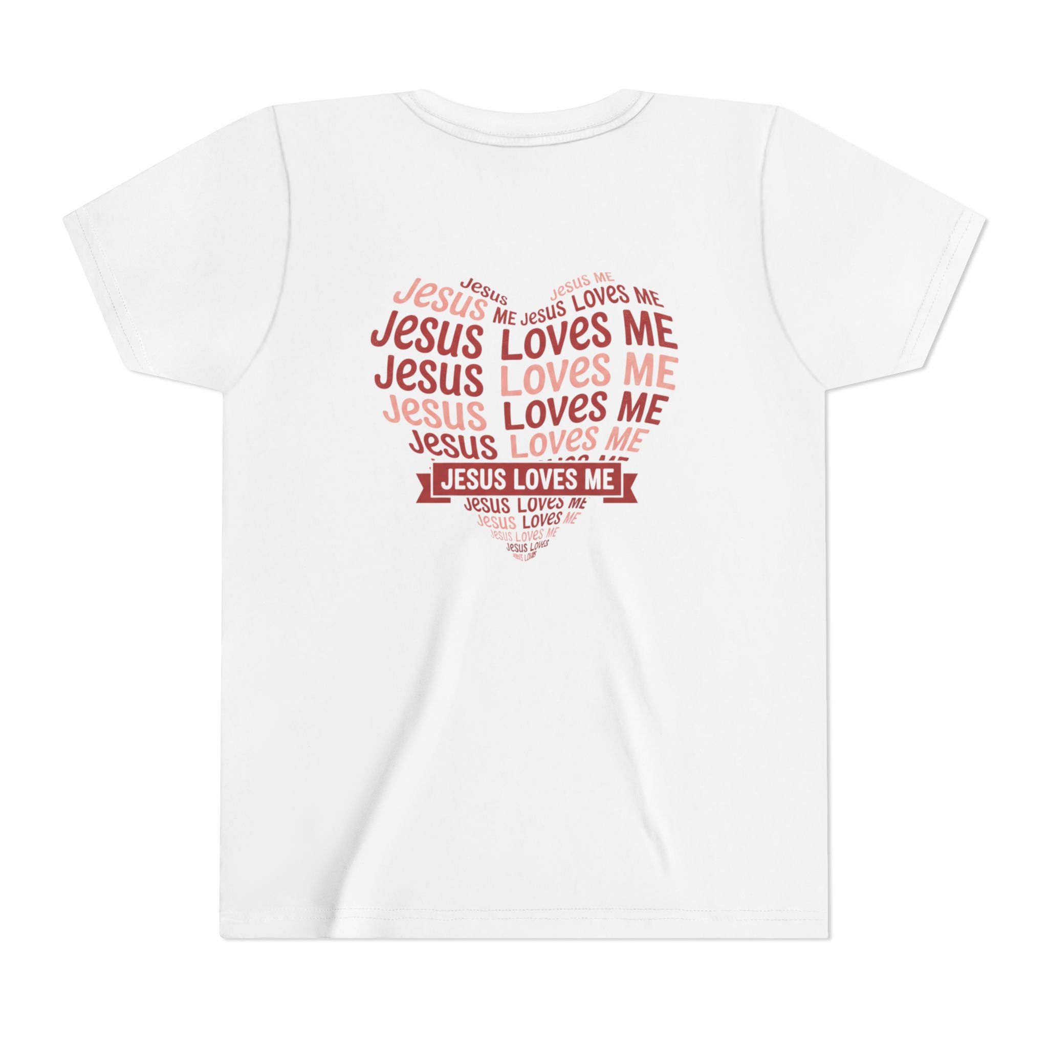 Jesus Loves Me Youth T-Shirt – Heart Word Cloud Christian Kids Tee | Faith Inspired Youth Shirt