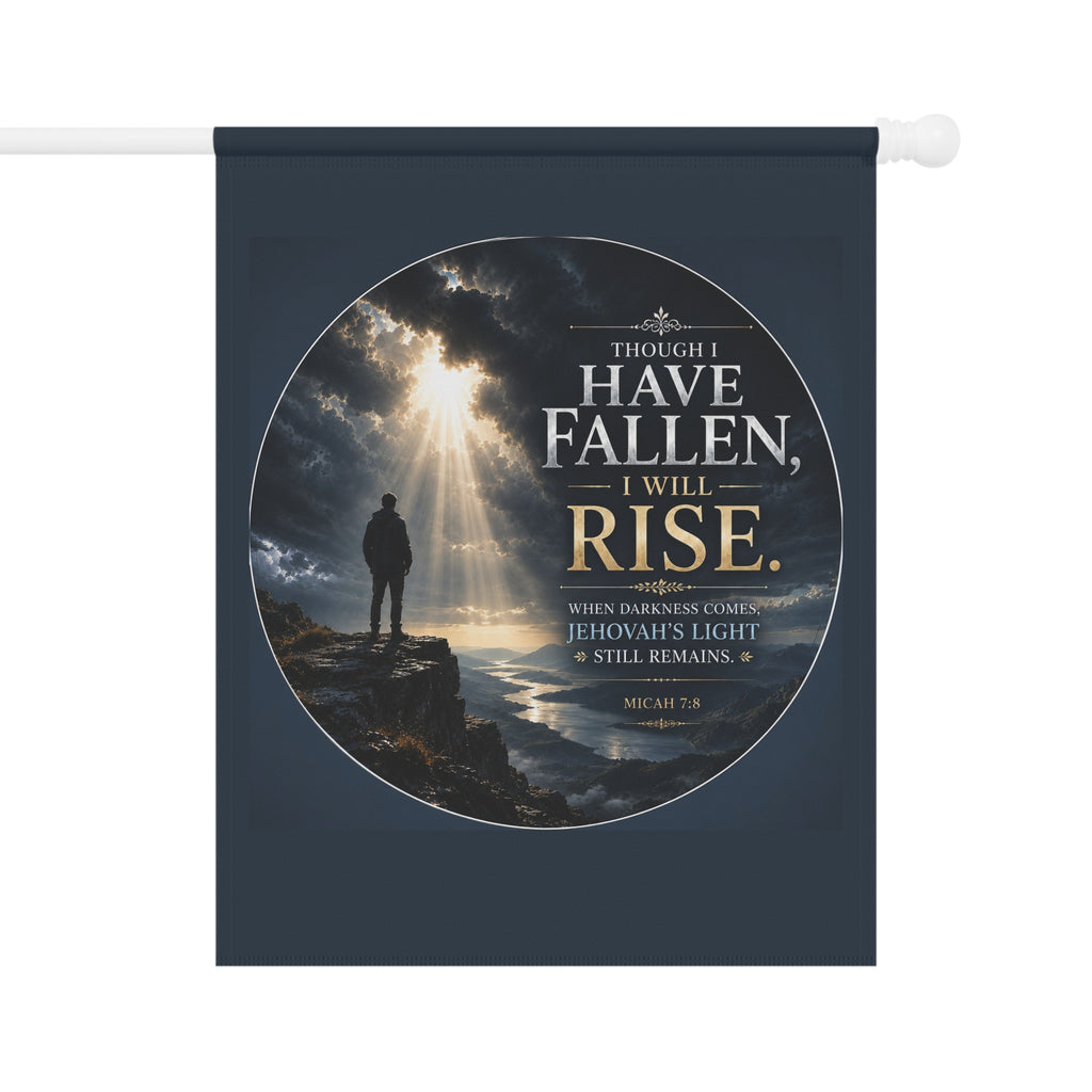 Though I Have Fallen I Will Rise Garden Flag | Inspirational Christian Outdoor Banner | Faith Yard Decor