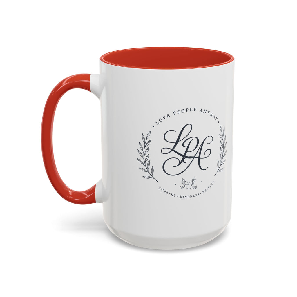 Love People Anyway Monogram Coffee Mug | Personalized Initial Crest Mug | Inspirational Gift