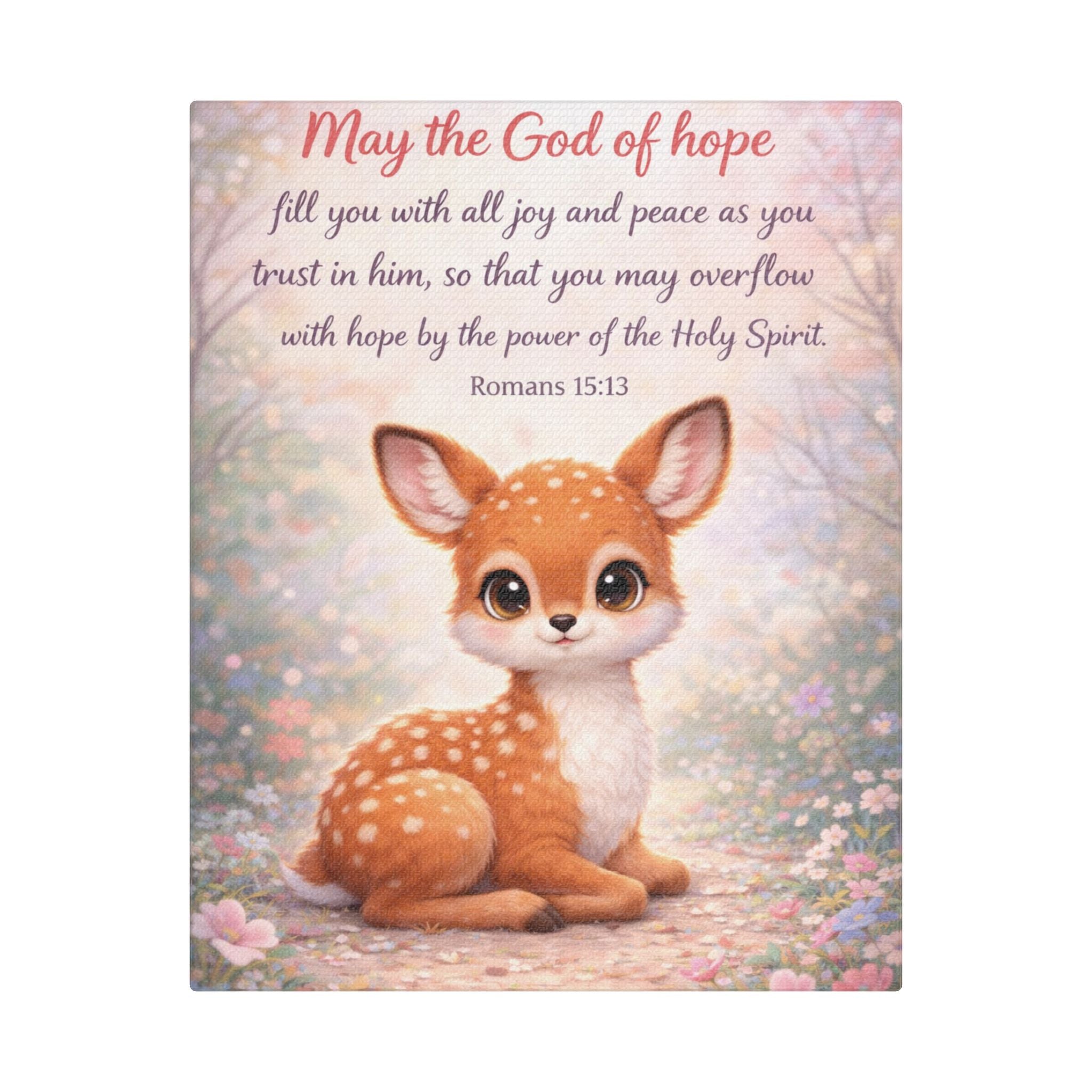 Scripture Woodland Animals – Fawn – Romans 15:13 Canvas Print