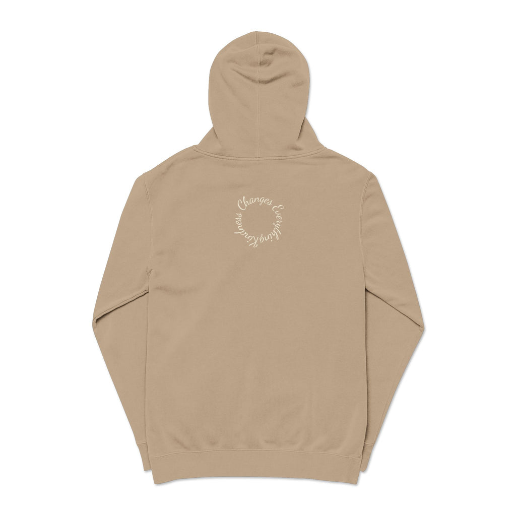 “We Are All Human” Pigment-Dyed Hoodie – Inclusive Comfort Pullover | Inspirational Minimalist Hoodie