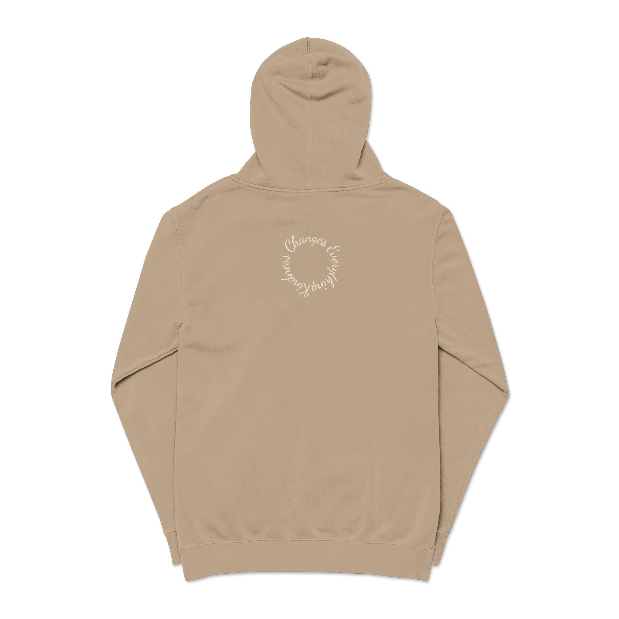 “We Are All Human” Pigment-Dyed Hoodie – Inclusive Comfort Pullover | Inspirational Minimalist Hoodie