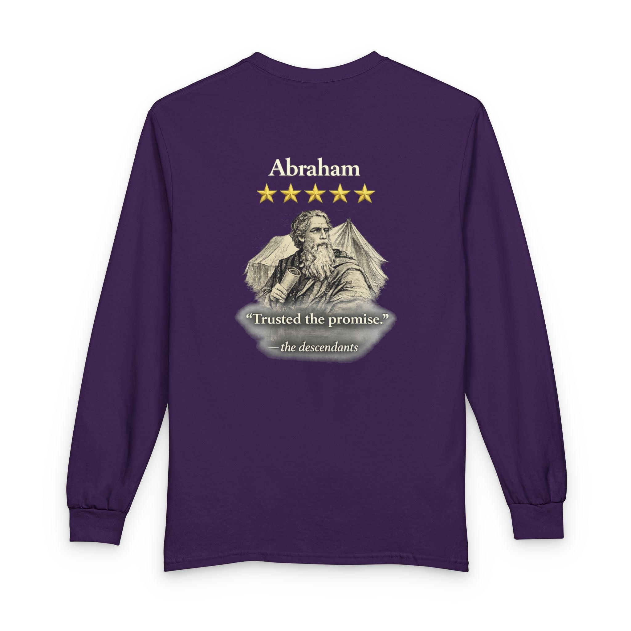 Abraham – Long Sleeve Tee | “Trusted the Promise” Faith Graphic – Five-Star Faith Series