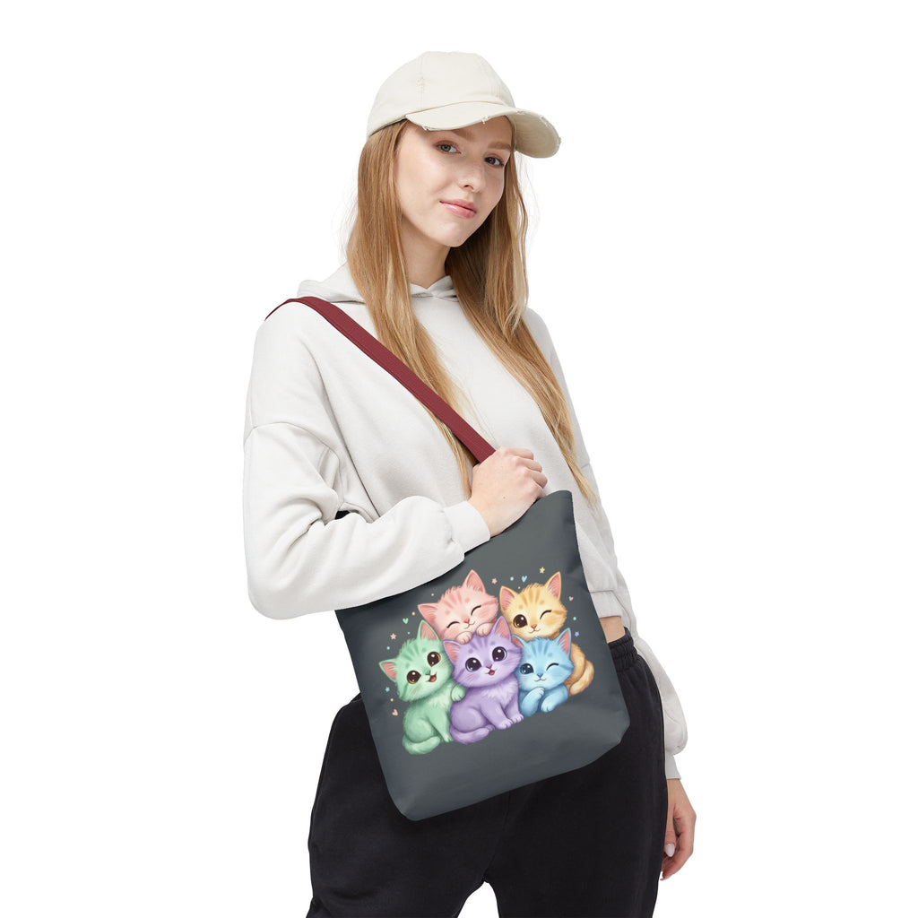 Pastel Rainbow Kittens Tote Bag – Cute Cat Lover Tote | Colorful Cat Market Bag