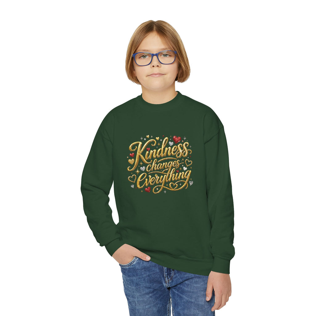Kindness Changes Everything Youth Crewneck Sweatshirt – Inspirational Kids Pullove