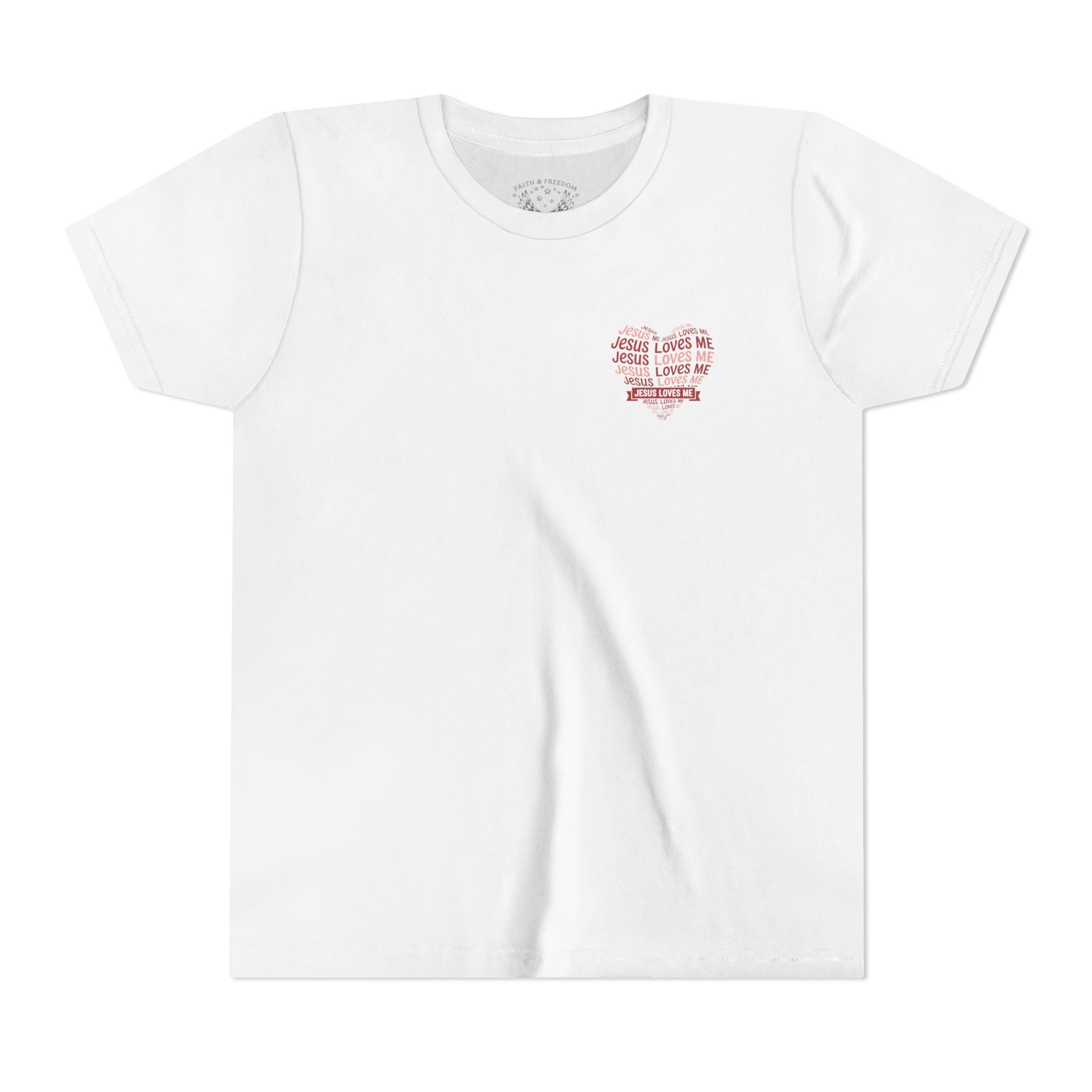 Jesus Loves Me Youth T-Shirt – Heart Word Cloud Christian Kids Tee | Faith Inspired Youth Shirt