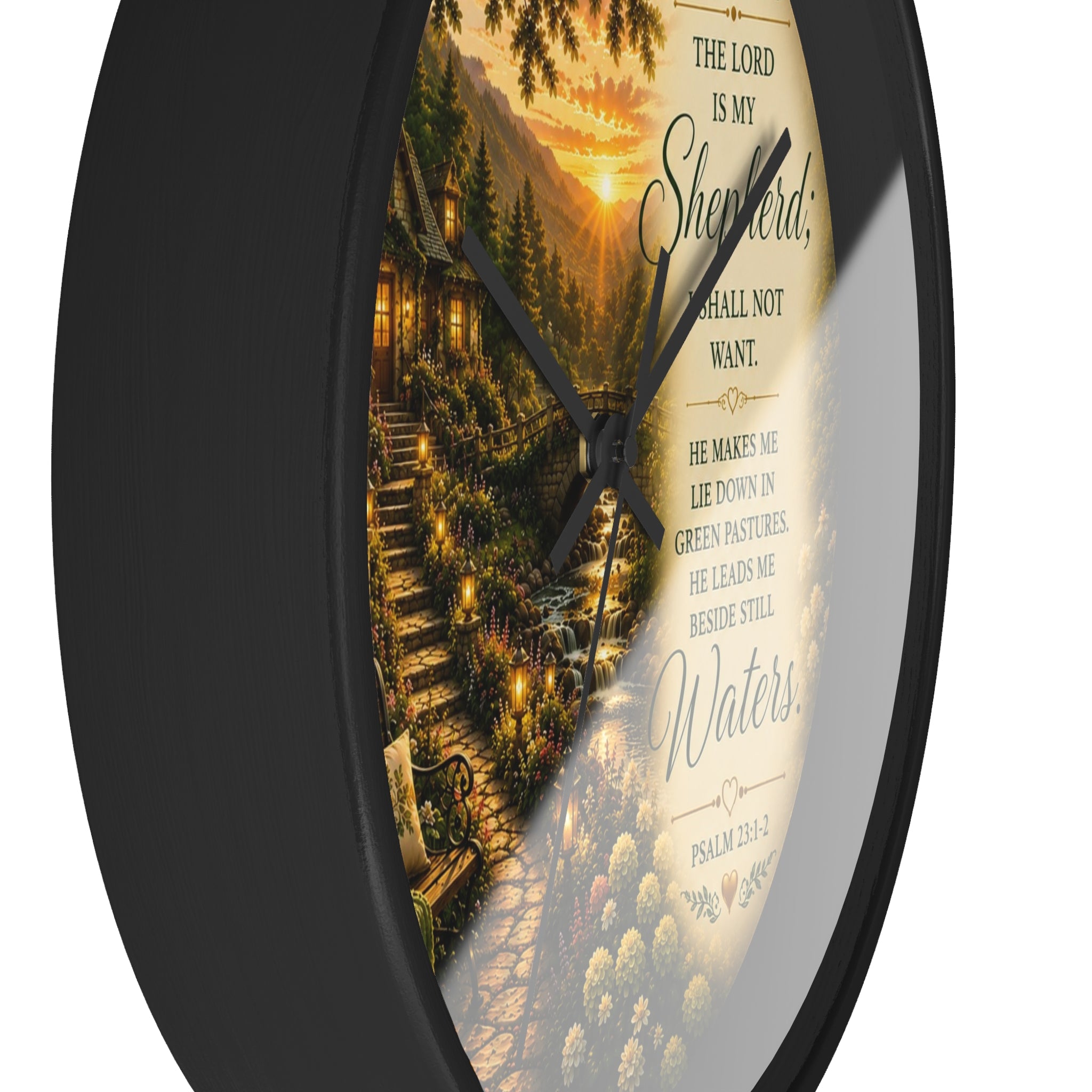Psalm 23 Wall Clock | The Lord Is My Shepherd Christian Clock | Inspirational Faith Decor