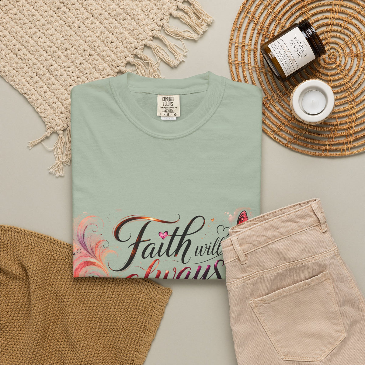Faith Will Always Carry You T-Shirt | Butterfly Inspirational Comfort Colors® Tee