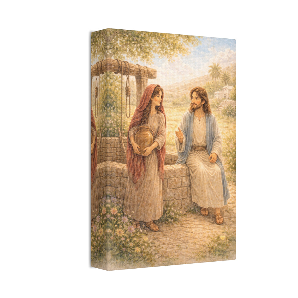 Jesus Knows Our Hearts Canvas — Living Water (John 4:14) Wall Art