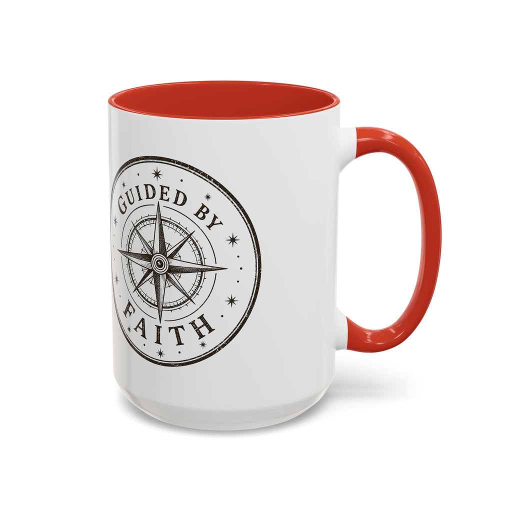 Guided by Faith Compass Coffee Mug | Inspirational Christian Accent Mug | Faith Freedom Creations