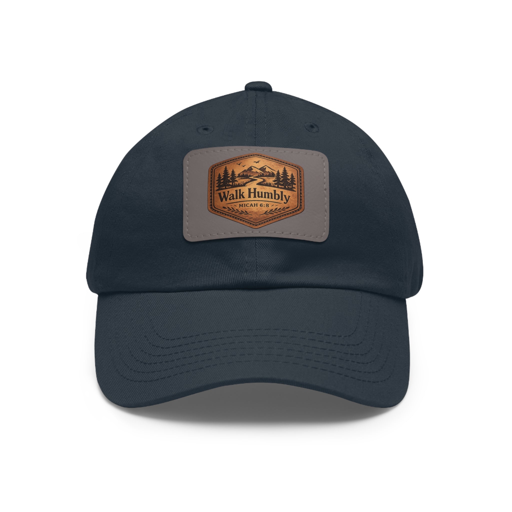 Walk Humbly Leather Patch Dad Hat | Micah 6:8 Christian Outdoor Cap | Faith Freedom Creations