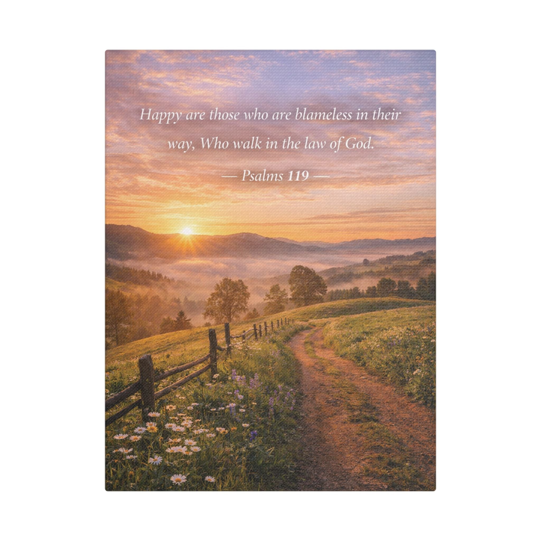 Peaceful Scenes – Sunrise Landscape – Psalm 119:105 Canvas Print