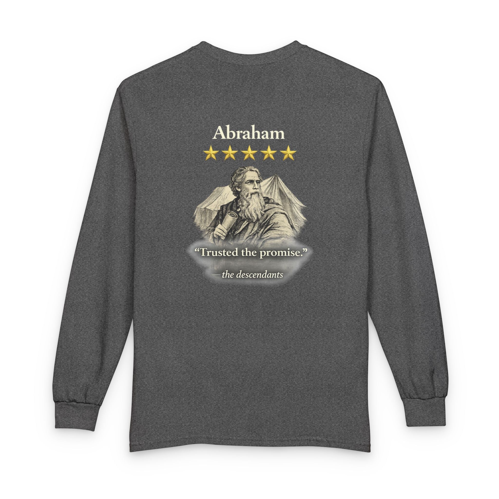 Abraham – Long Sleeve Tee | “Trusted the Promise” Faith Graphic – Five-Star Faith Series
