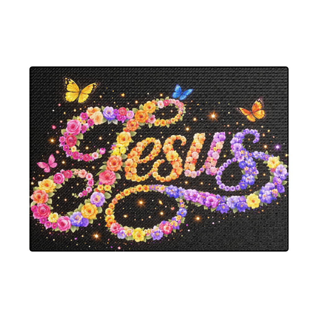 Jesus Floral Satin Canvas Wall Art – Butterfly Christian Canvas | Inspirational Faith Home Decor