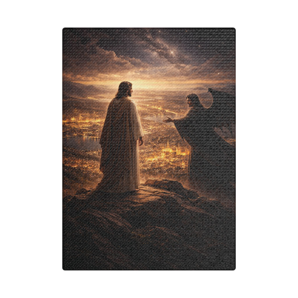 The Kingdom Test Canvas — Christ in the Wilderness Wall Art | Christian Faith Decor