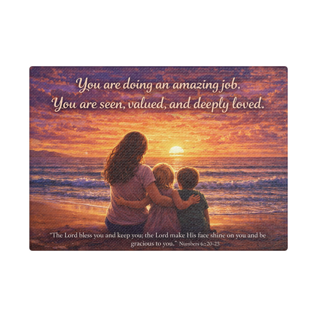 Inspirational Family Sunset Canvas – “You Are Doing an Amazing Job” Wall Art | Encouragement Canvas for Mom