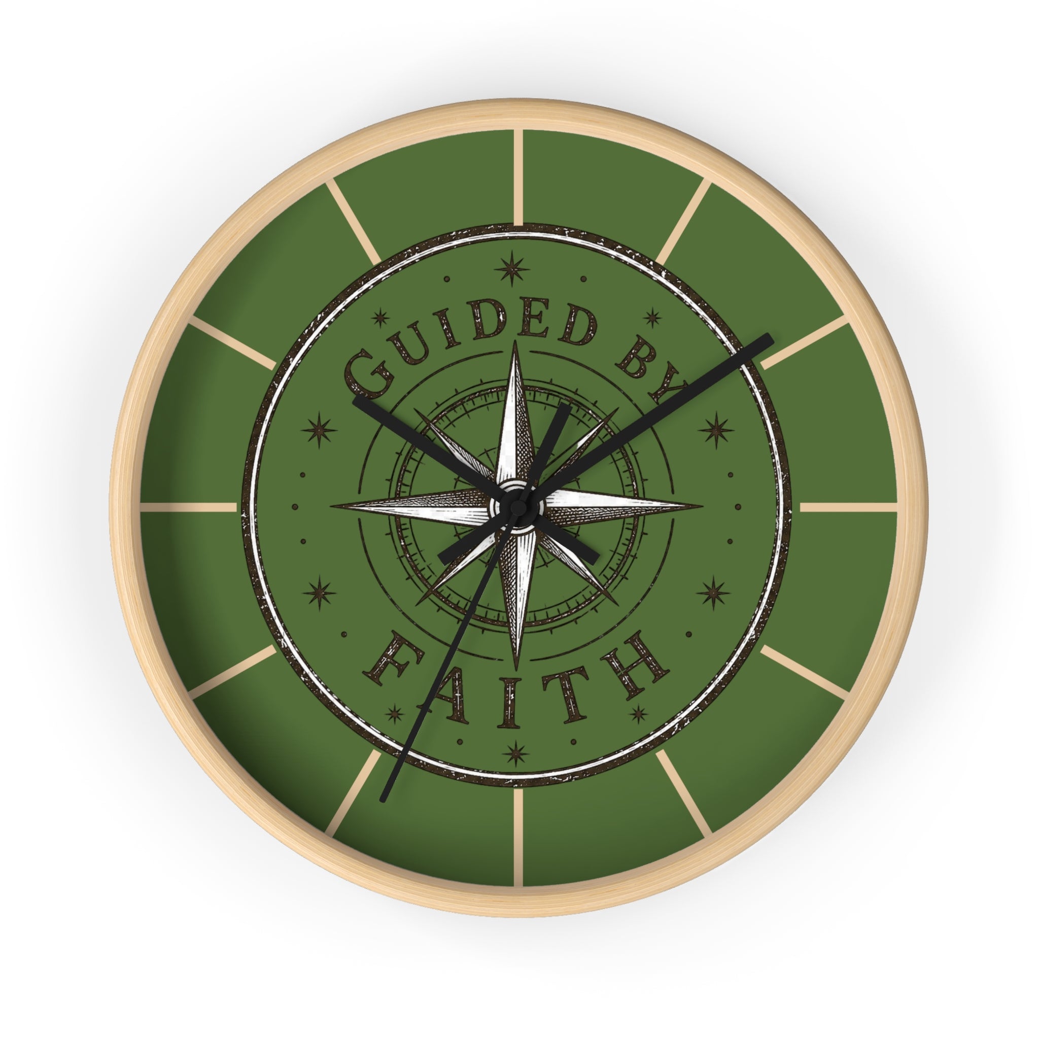 Guided by Faith Compass Wall Clock | Rustic Christian Clock | Inspirational Faith Home Decor