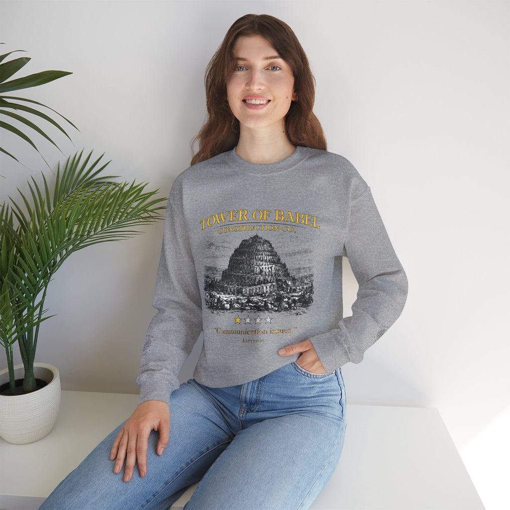 Tower of Babel – Crewneck Sweatshirt | “Review” Vintage Graphic – Five-Star Faith Series