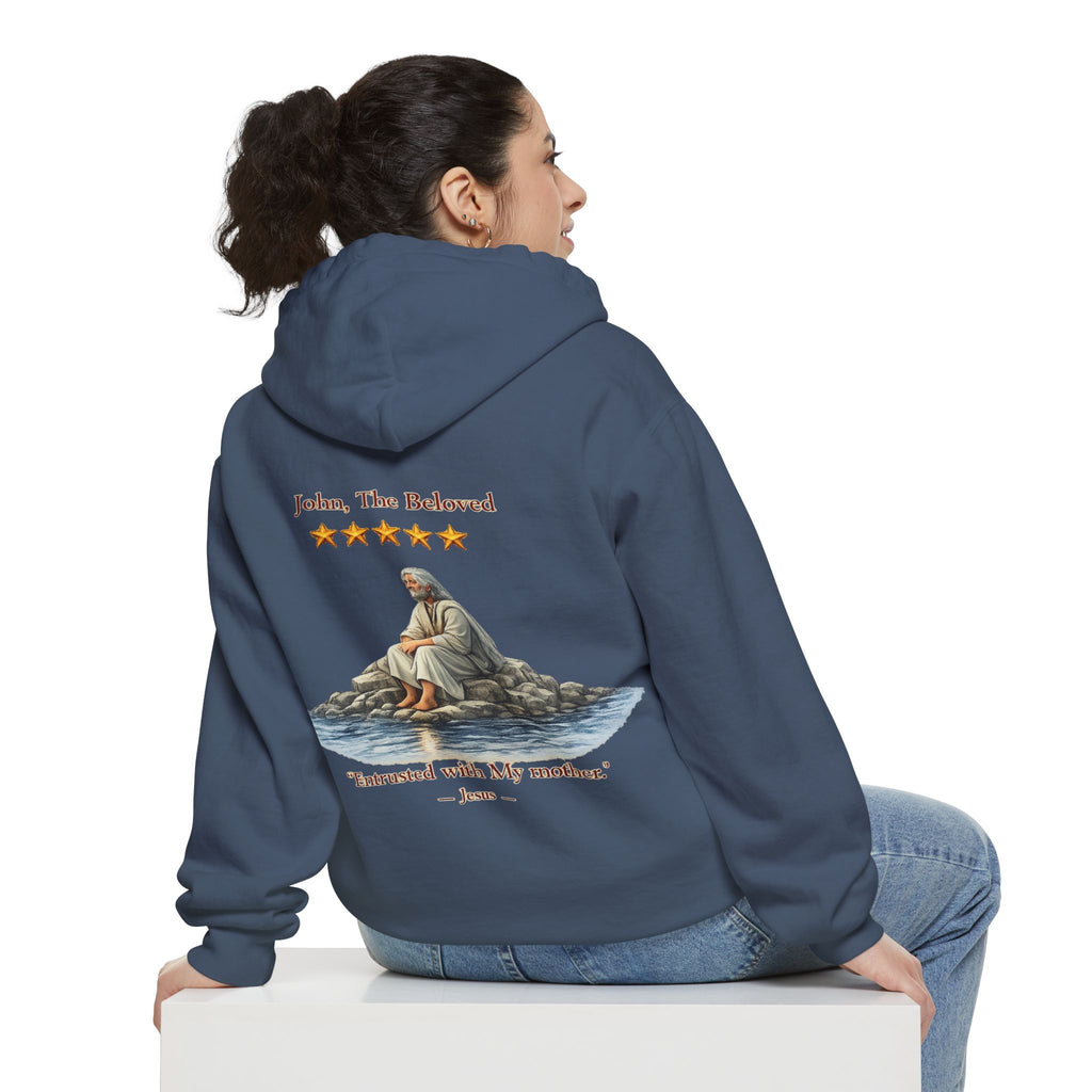 "John The Beloved Review, by Jesus"Hoodie — Illustrated Religious Graphic Pullover-⭐ Five-Star Faith Series⭐