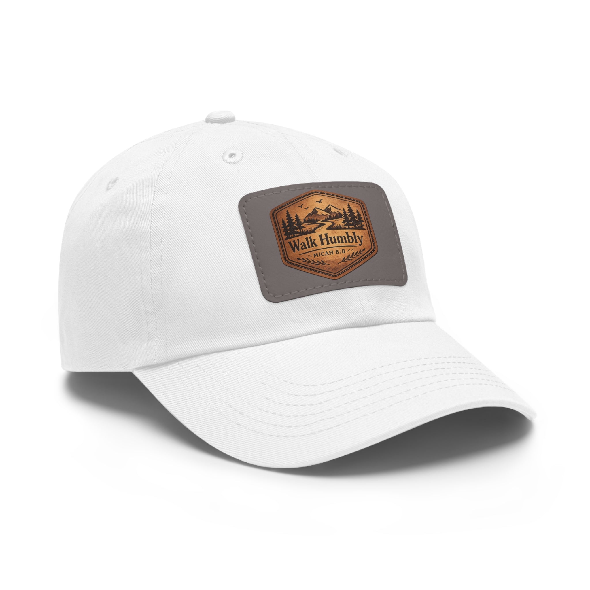 Walk Humbly Leather Patch Dad Hat | Micah 6:8 Christian Outdoor Cap | Faith Freedom Creations