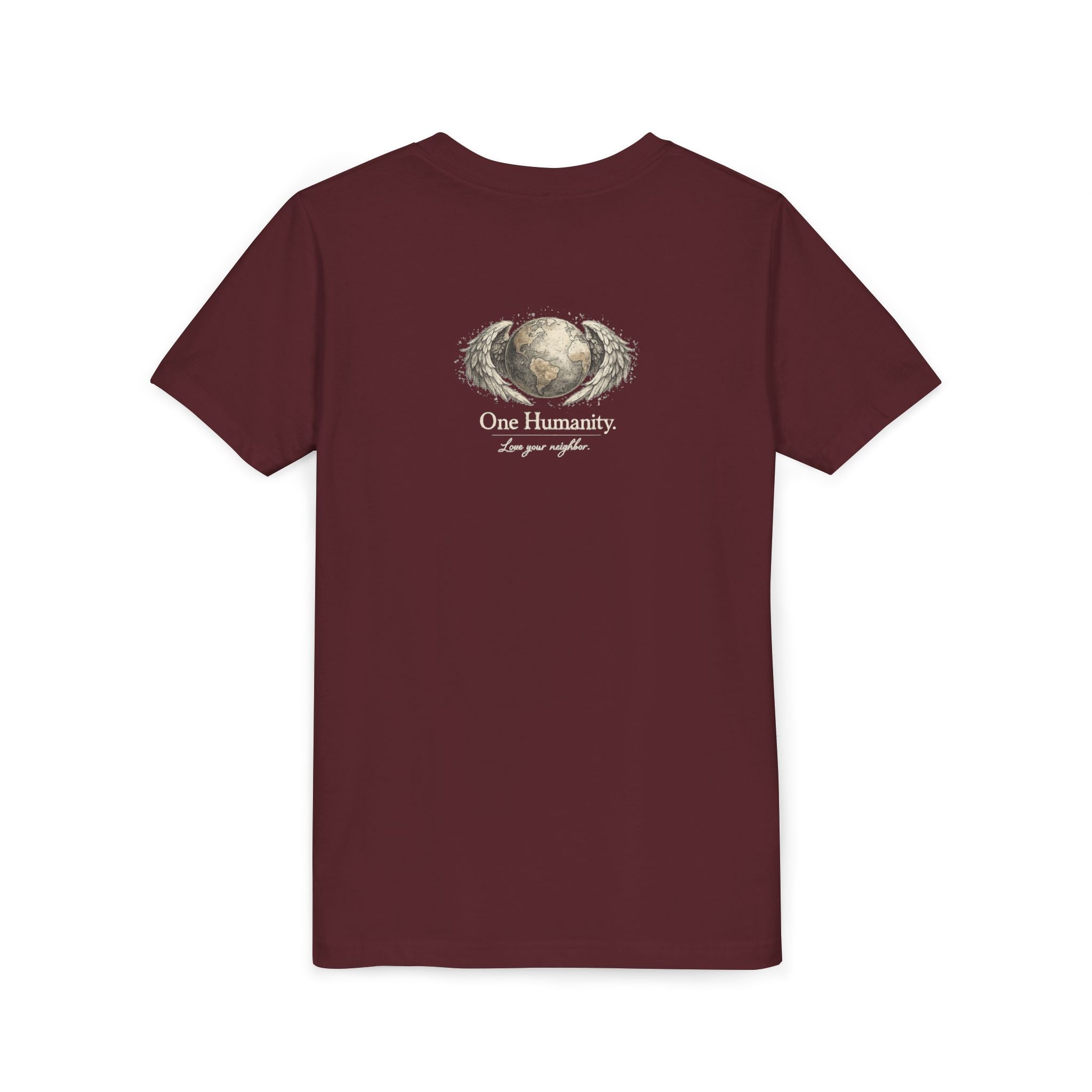 Youth “Quiet Kindness Changes Everything” Tee – Kids Inspirational T-Shirt with Earth & Friends Graphic