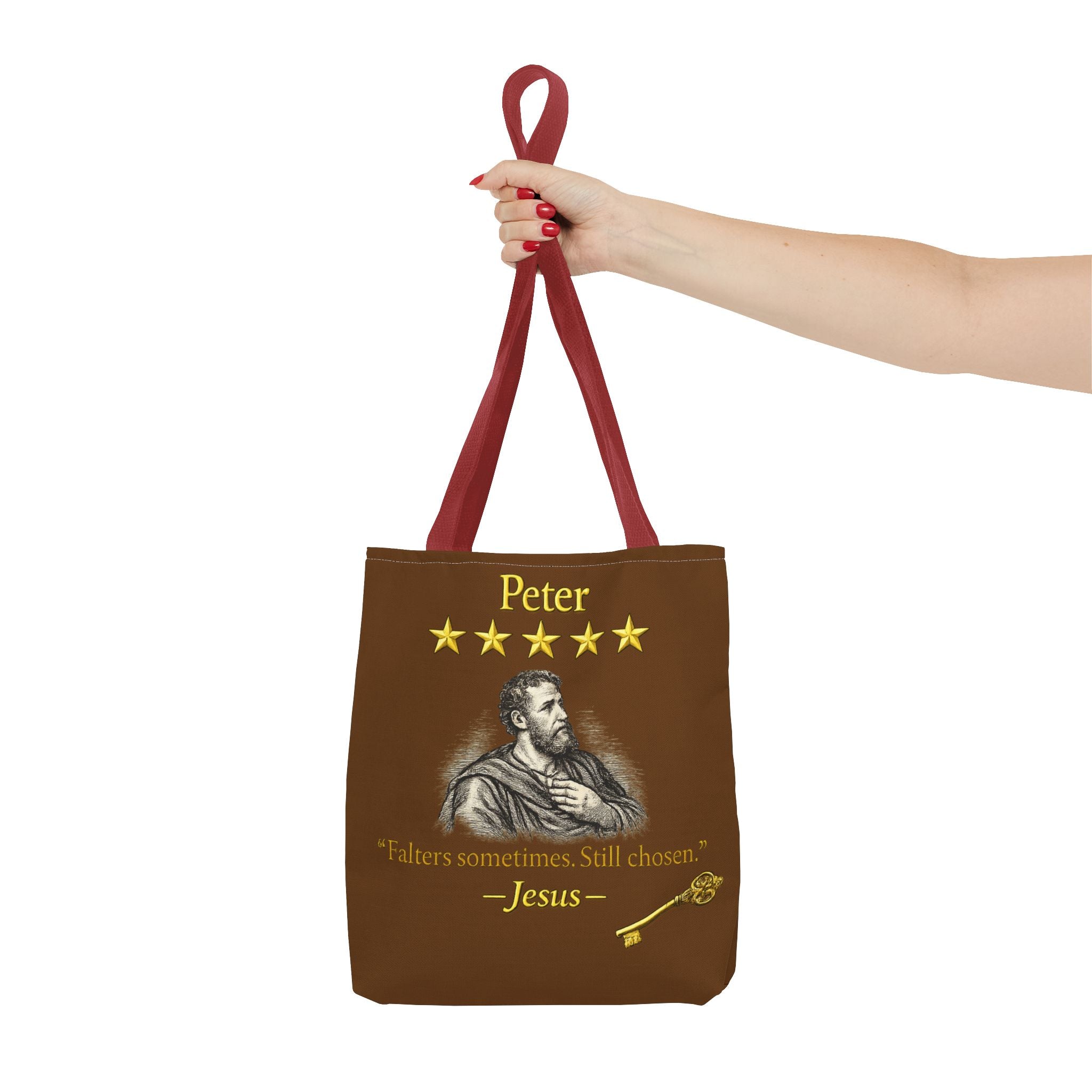 Peter – Tote Bag | “Falters Sometimes. Still Chosen.” Faith Graphic – Five-Star Faith Series