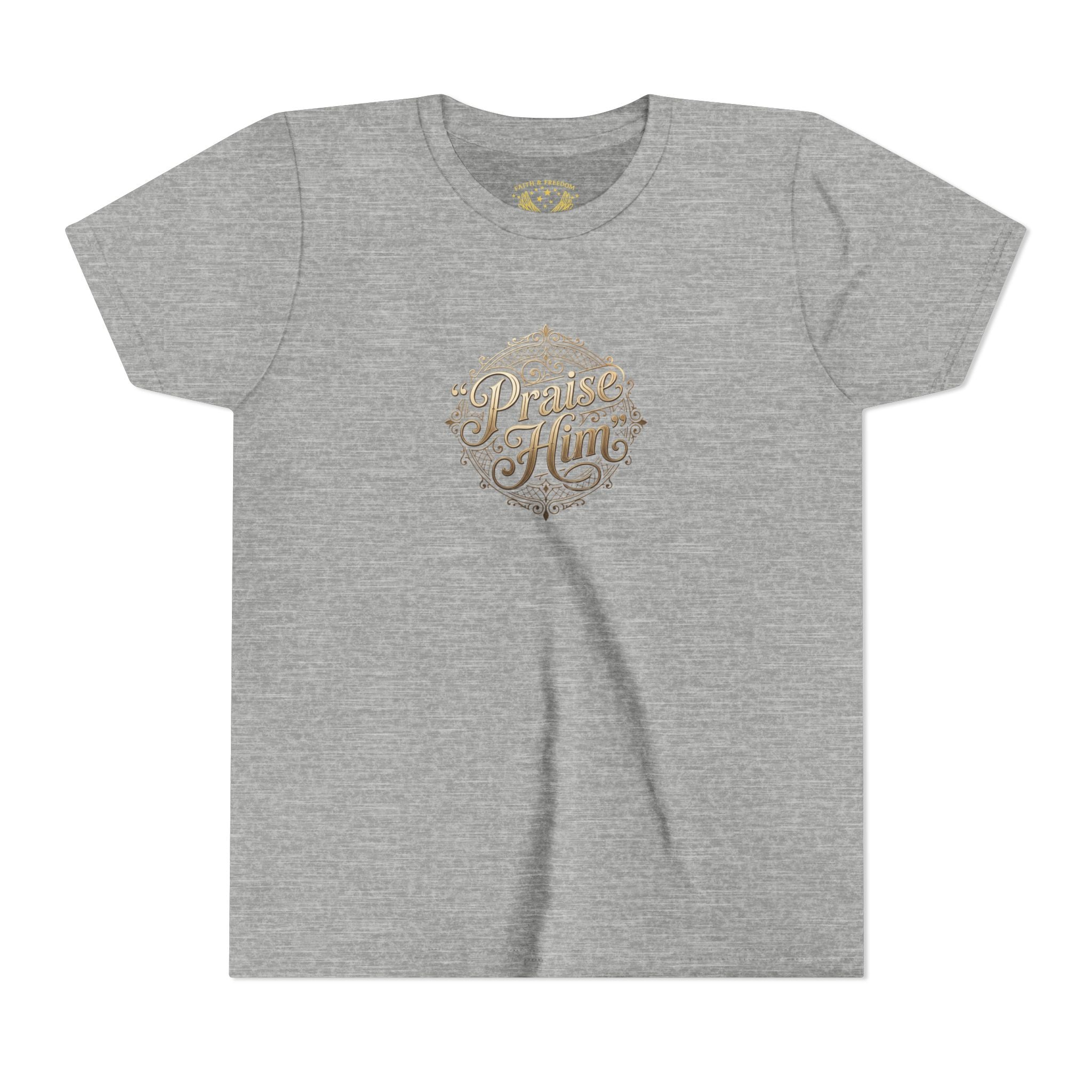 Praise Him Psalms 34:1 Youth T-Shirt | Christian Kids Faith Tee | Inspirational Youth Apparel