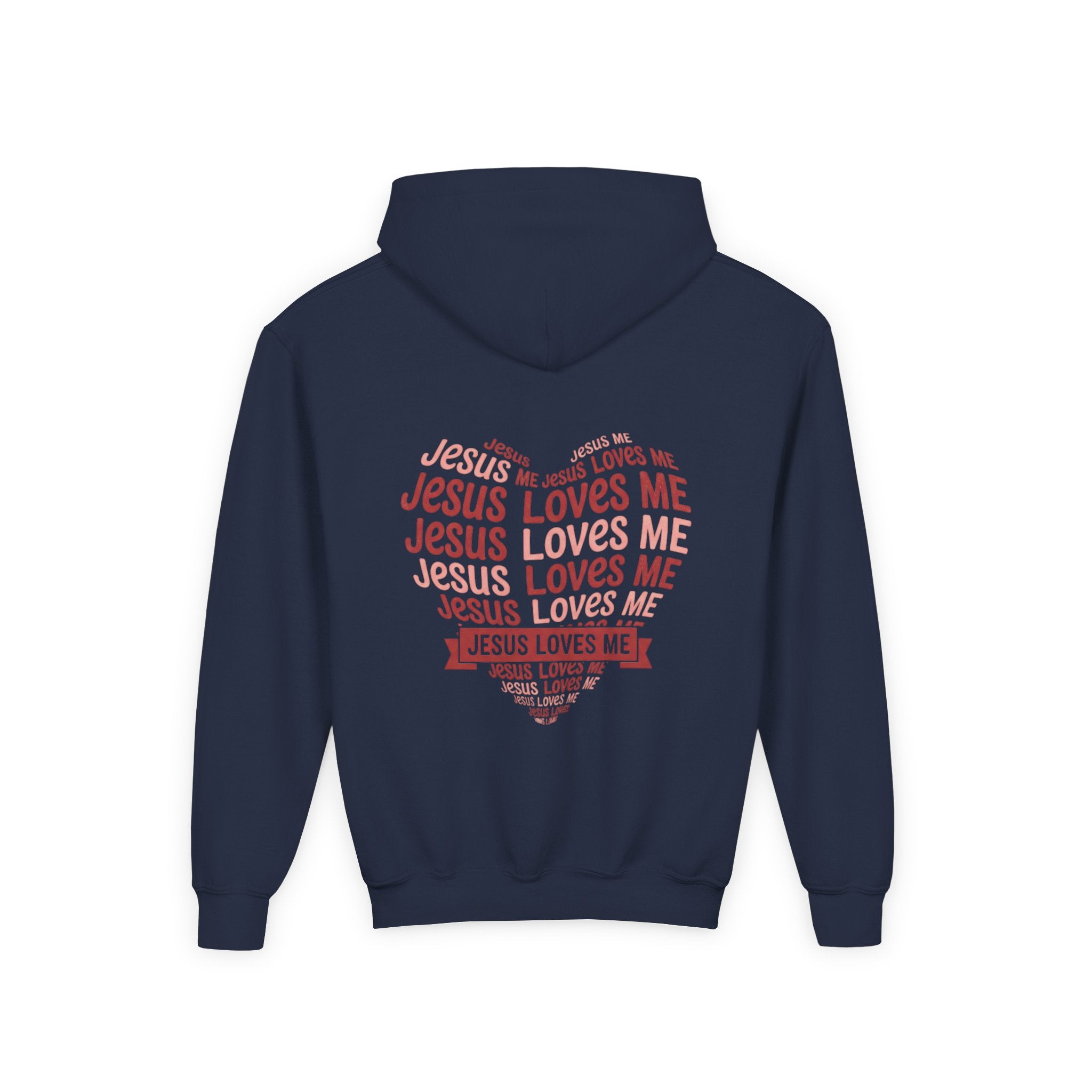 Jesus Loves Me Youth Hoodie – Heart Word Cloud Christian Kids Sweatshirt | Faith Inspired Kids Apparel