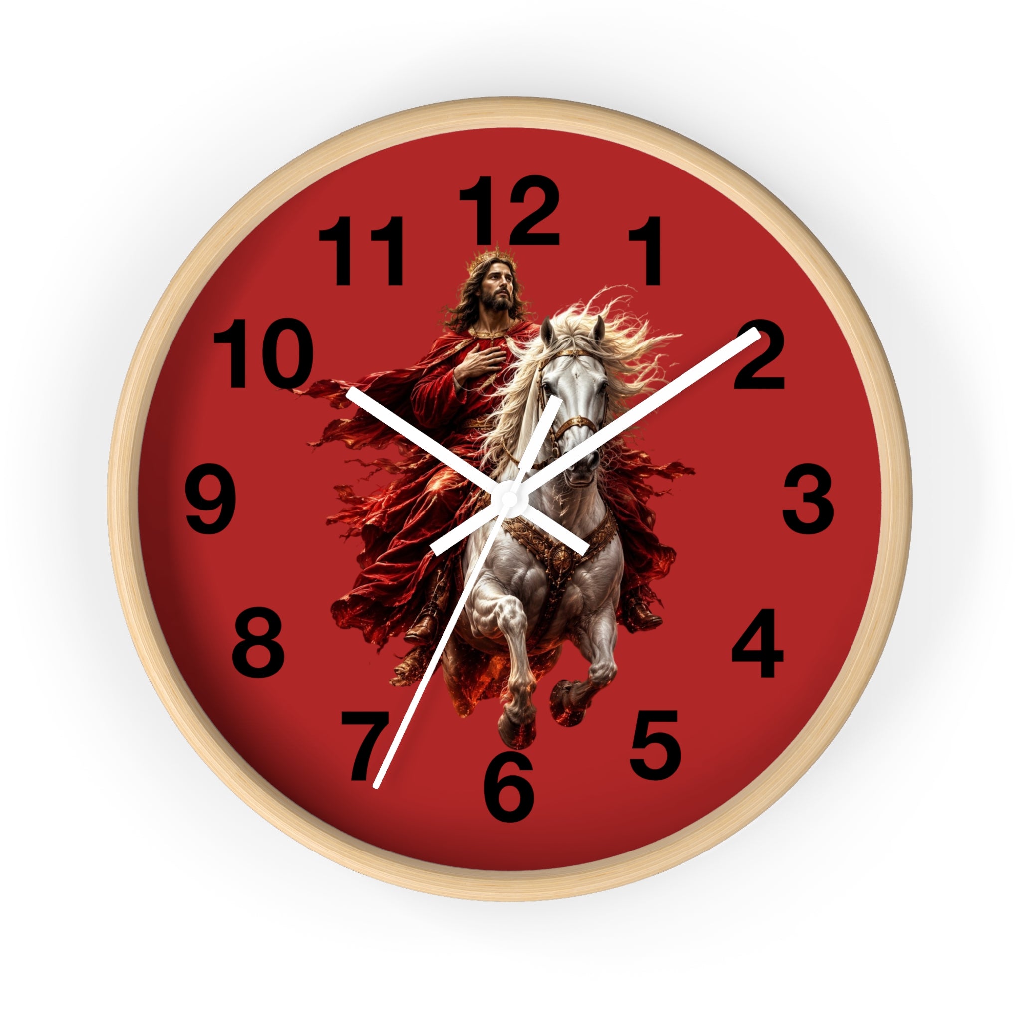 Jesus on White Horse Wall Clock | Christian Biblical Home Decor | Faith Inspired Silent Wall Clock