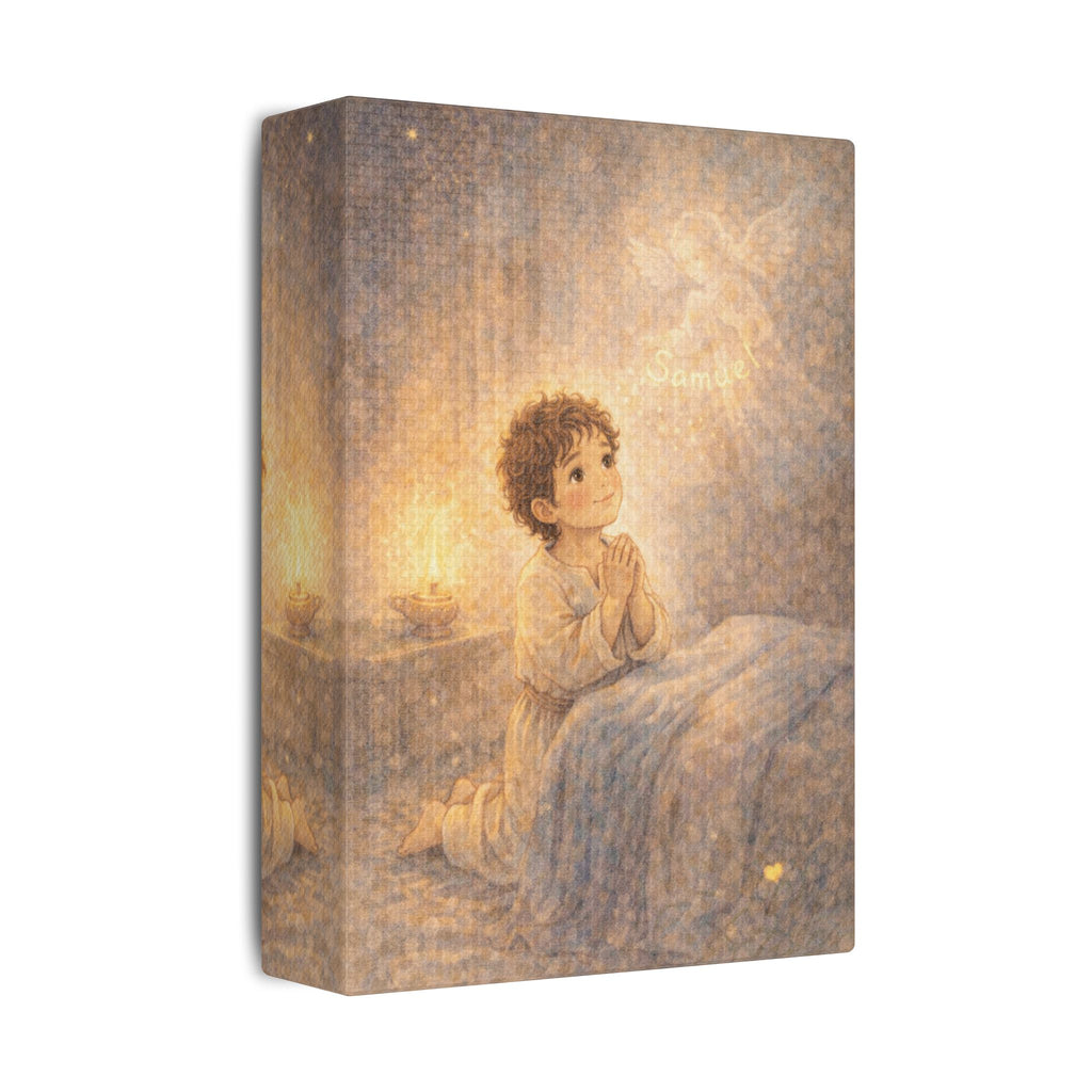 Samuel Listens to God Canvas — 1 Samuel 3:10 Scripture Wall Art