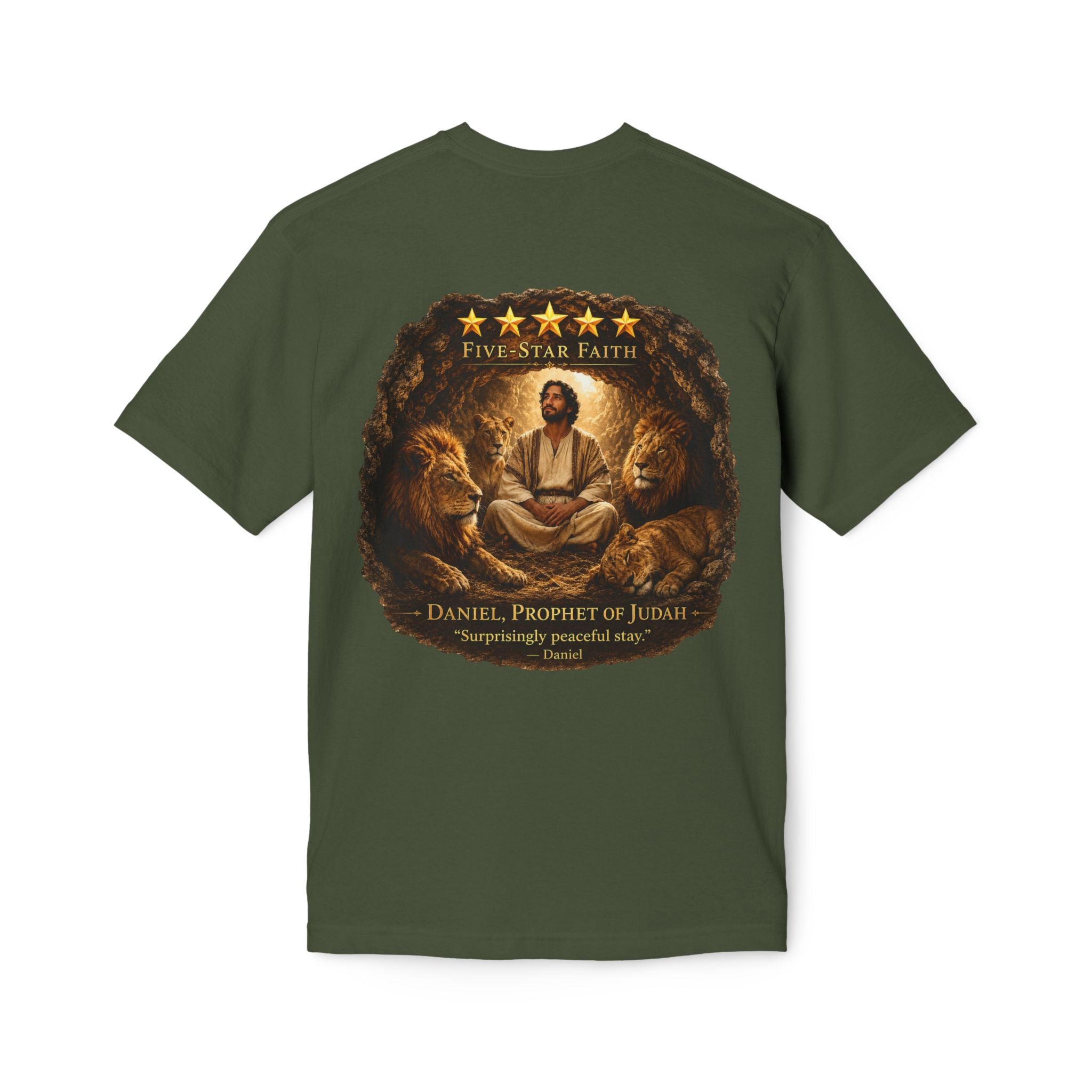Daniel Review "Stay" Christian T-Shirt — Faith-Based Lion Design