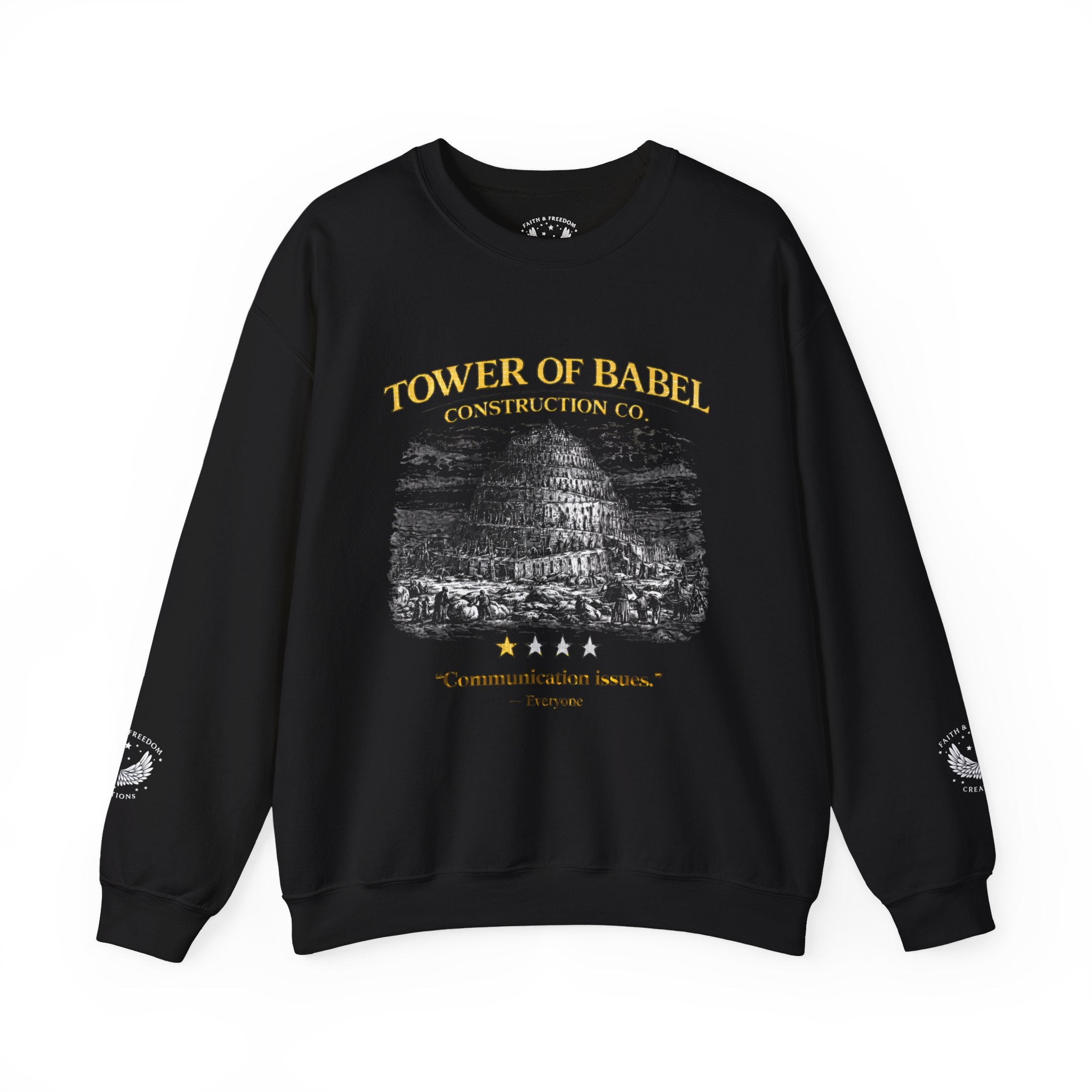Tower of Babel Crewneck - Vintage Funny Review Graphic Sweatshirt
