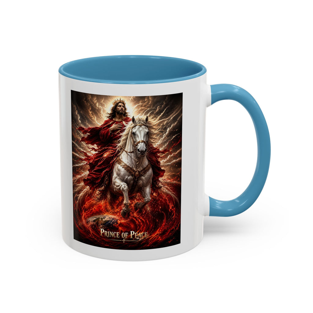 Prince of Peace Coffee Mug | Christian Jesus Rider Accent Mug | Inspirational Faith Gift