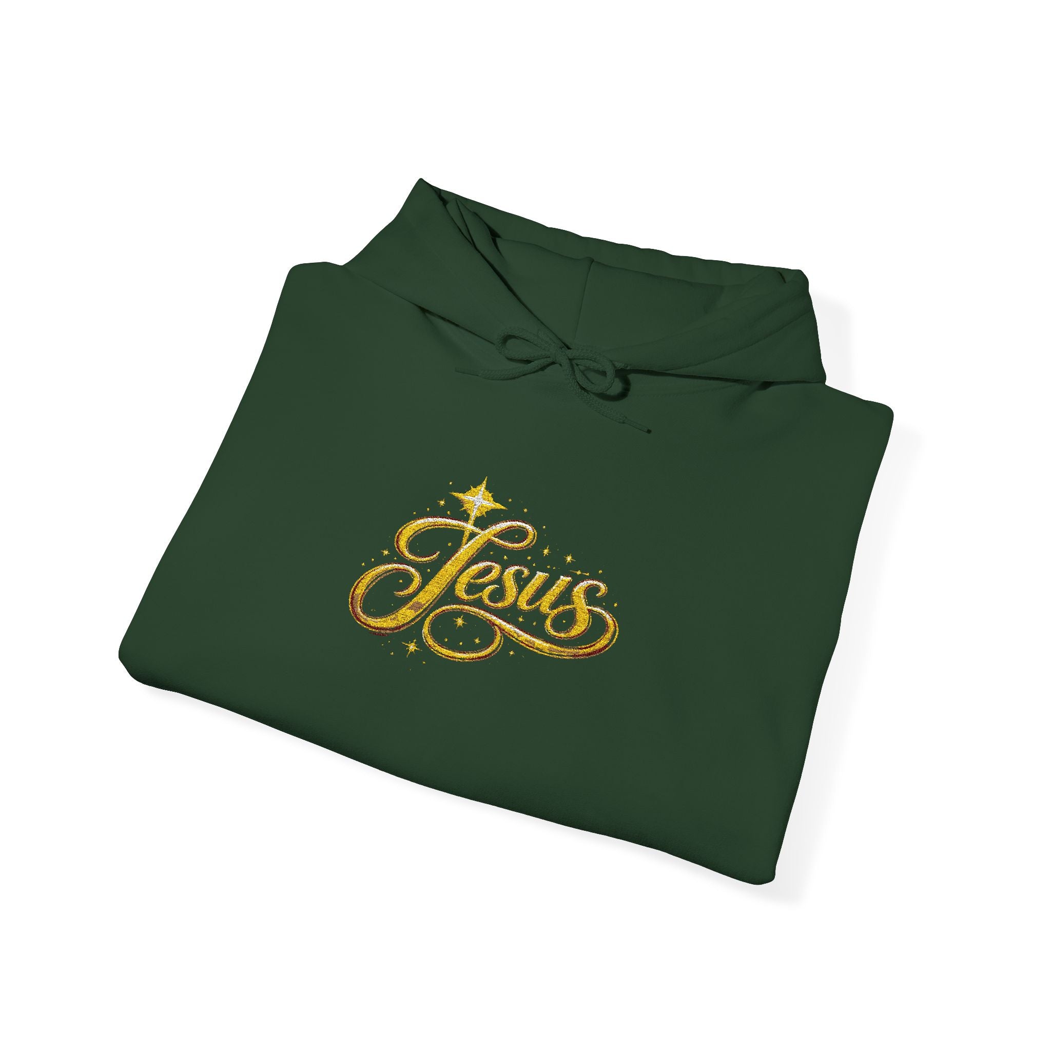 Jesus Gold Script Hoodie – Sparkle Christian Faith Pullover | Inspirational Hoodie