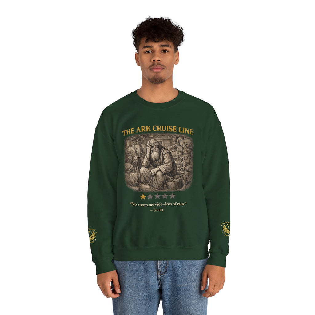 Noah – Crewneck Sweatshirt | “Ark Cruise Liner” Vintage Illustration – Five-Star Faith Series