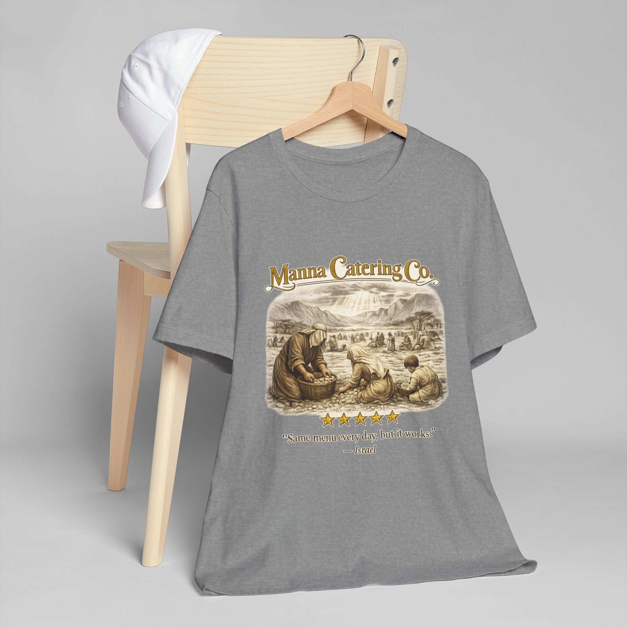 “Same Menu Every Day, But It Works” – Vintage Graphic T-Shirt| Five-Star Faith Series