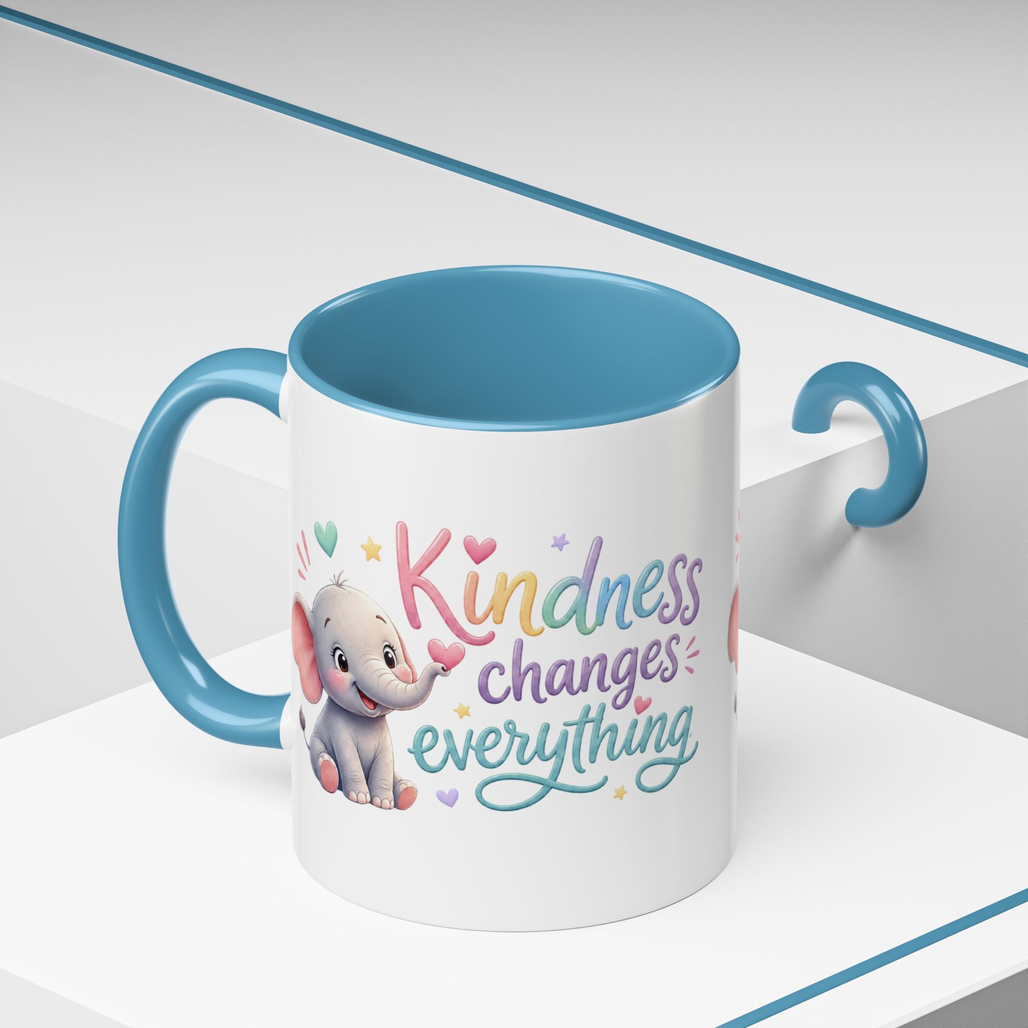 Kindness Changes Everything Elephant Mug | Inspirational Coffee Mug | Cute Elephant Accent Cup