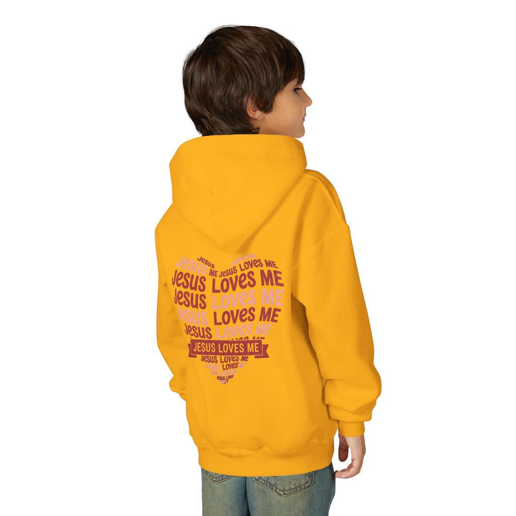Jesus Loves Me Youth Hoodie – Heart Word Cloud Christian Kids Sweatshirt | Faith Inspired Kids Apparel