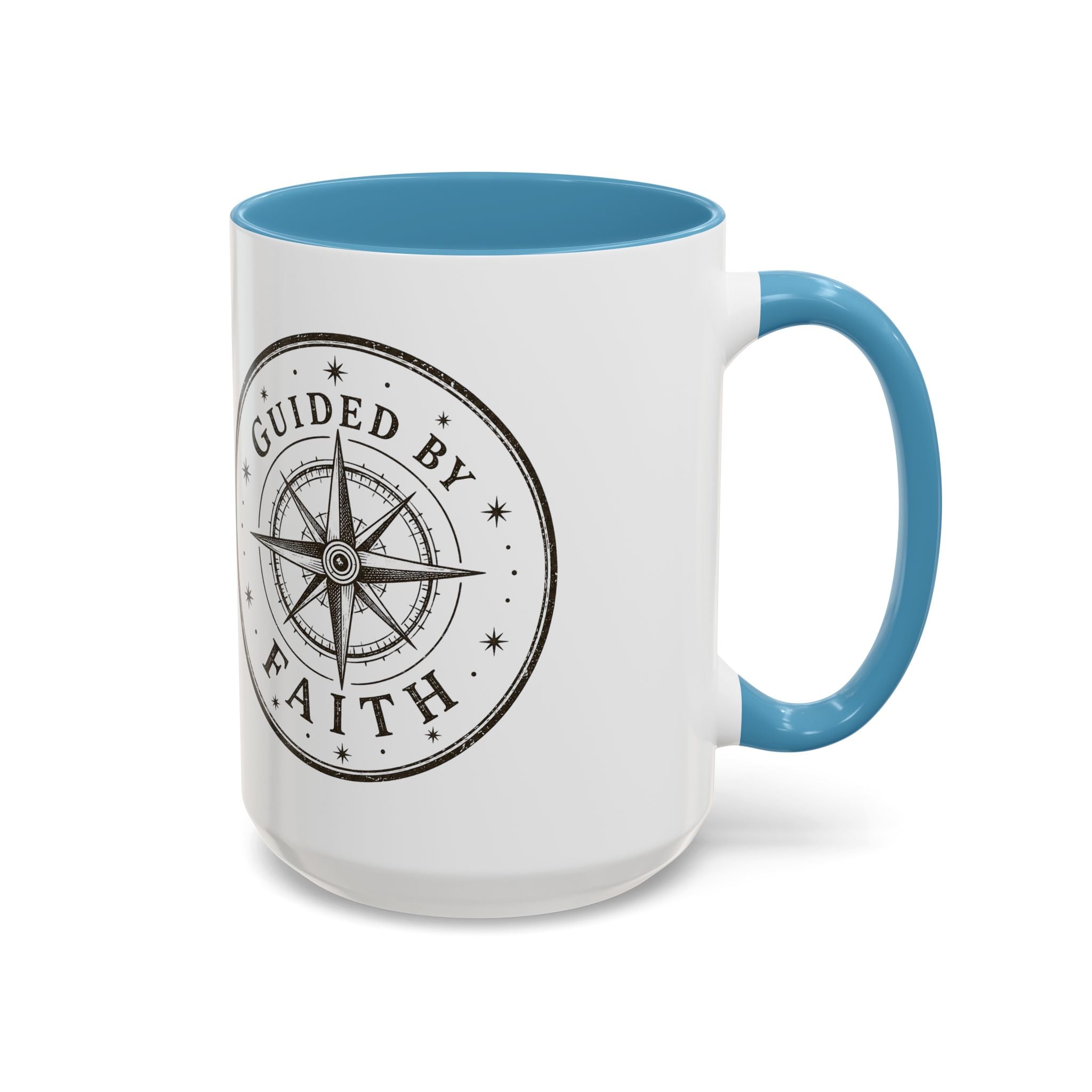 Guided by Faith Compass Coffee Mug | Inspirational Christian Accent Mug | Faith Freedom Creations