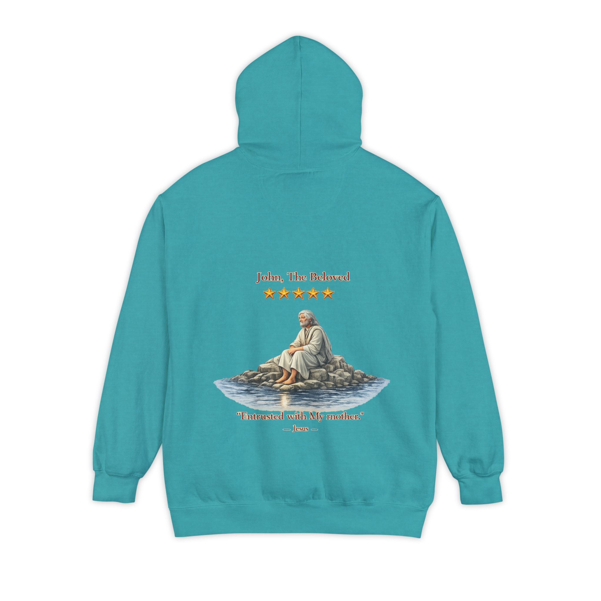 "John The Beloved Review, by Jesus"Hoodie — Illustrated Religious Graphic Pullover-⭐ Five-Star Faith Series⭐