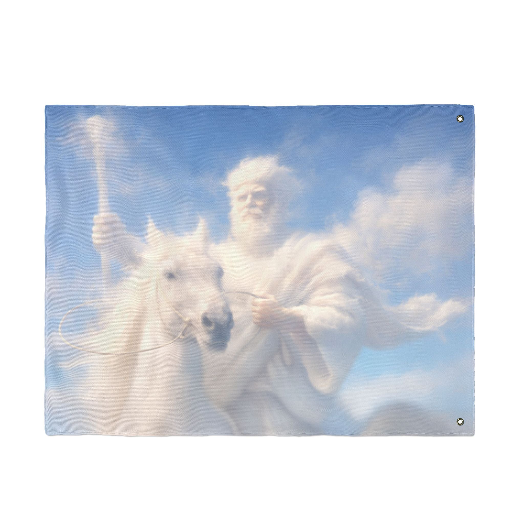 Jesus Riding on the Clouds Flag | Double-Sided Christian Outdoor Flag | Inspirational Faith Banner
