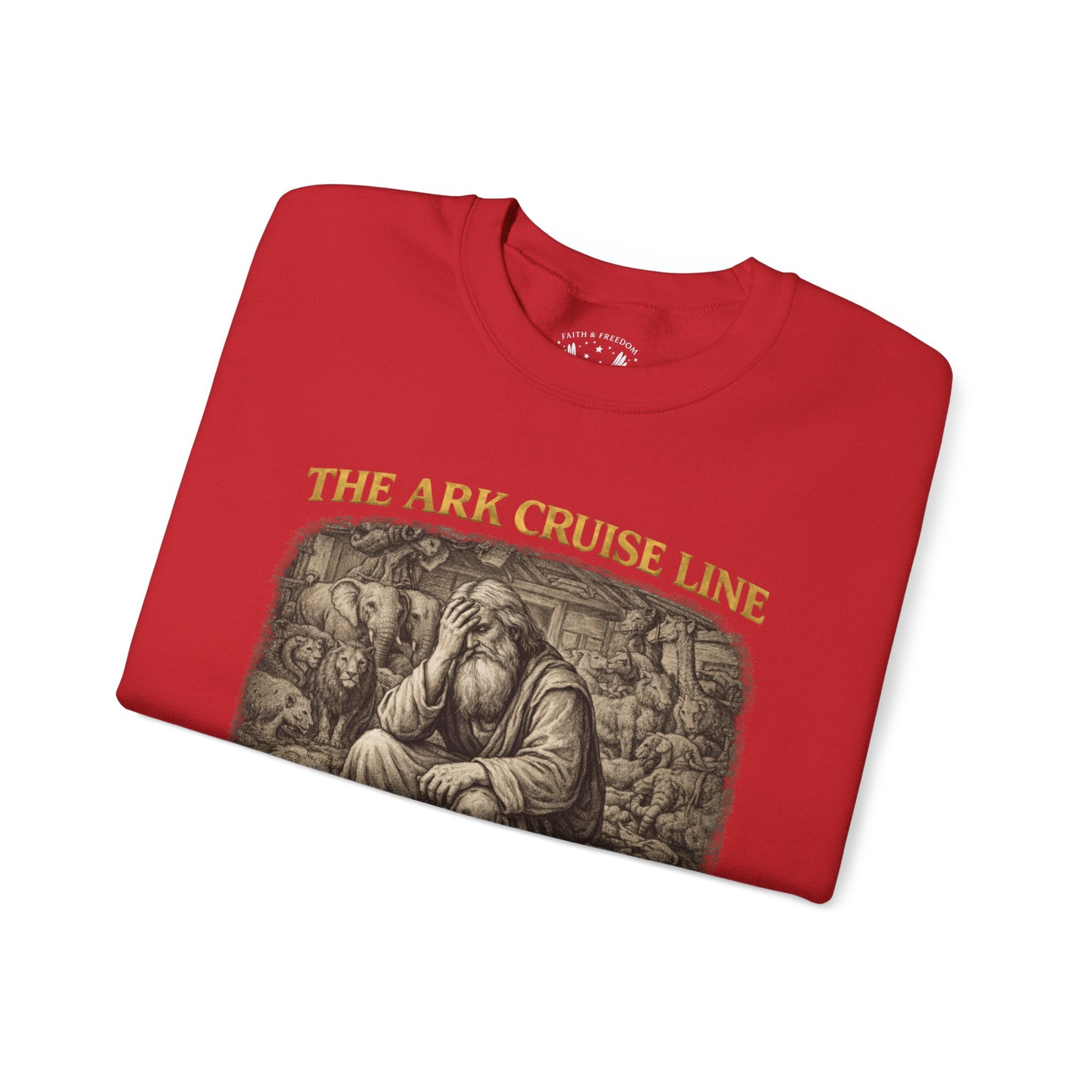 Noah – Crewneck Sweatshirt | “Ark Cruise Liner” Vintage Illustration – Five-Star Faith Series