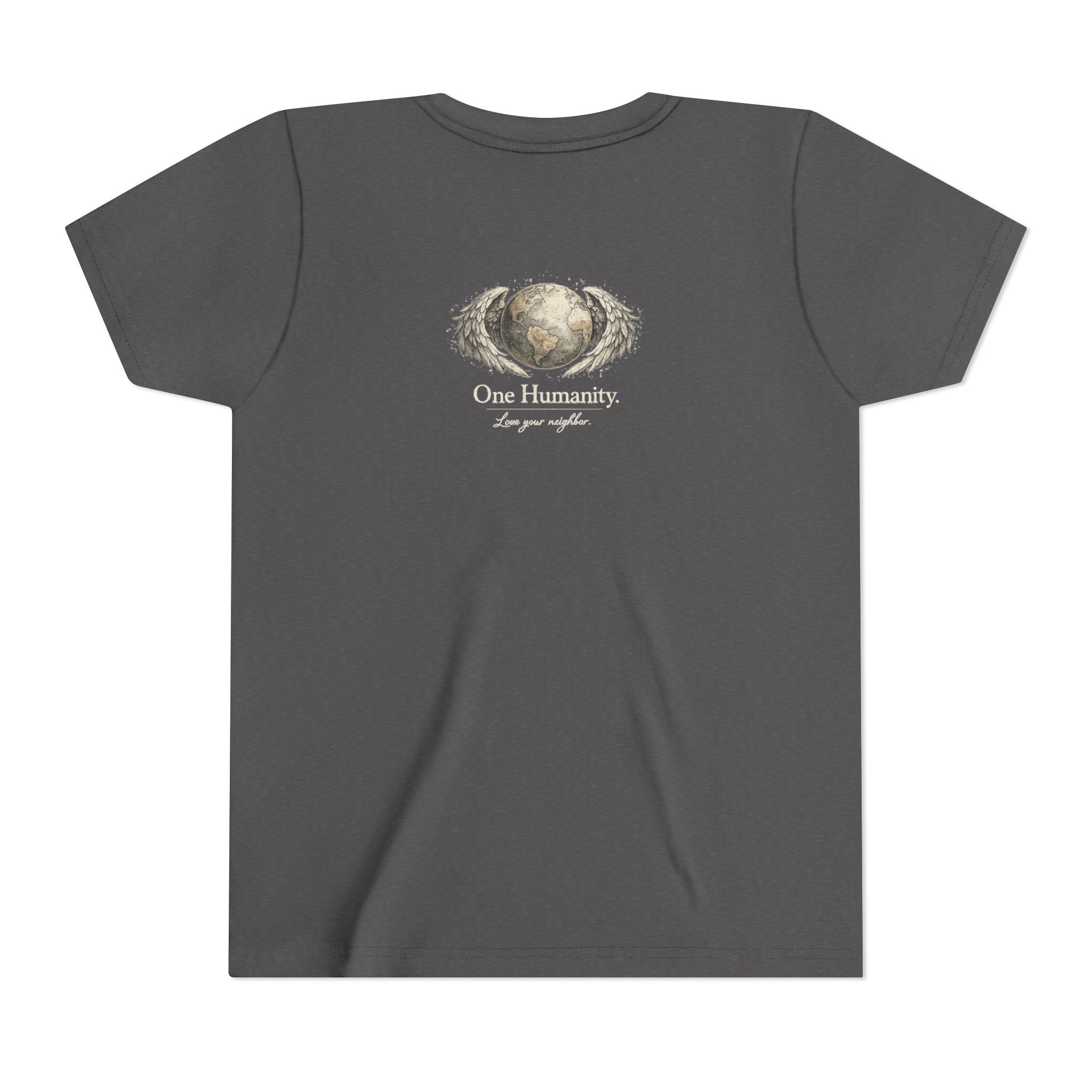 Youth “Quiet Kindness Changes Everything” Tee – Kids Inspirational T-Shirt with Earth & Friends Graphic