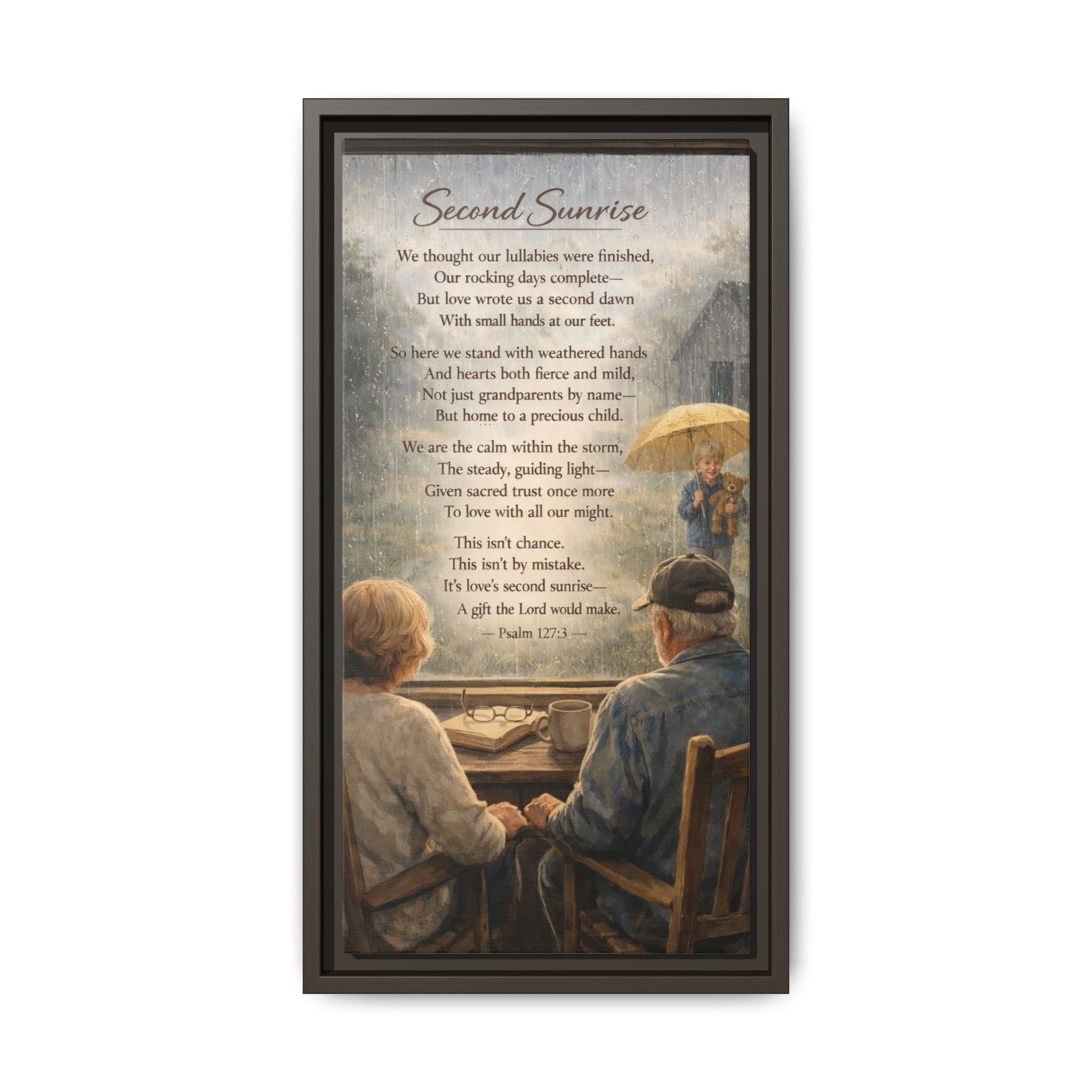 Second Sunrise Framed Canvas Wall Art | Personalized Grandparents Poem | Faith & Family Keepsake