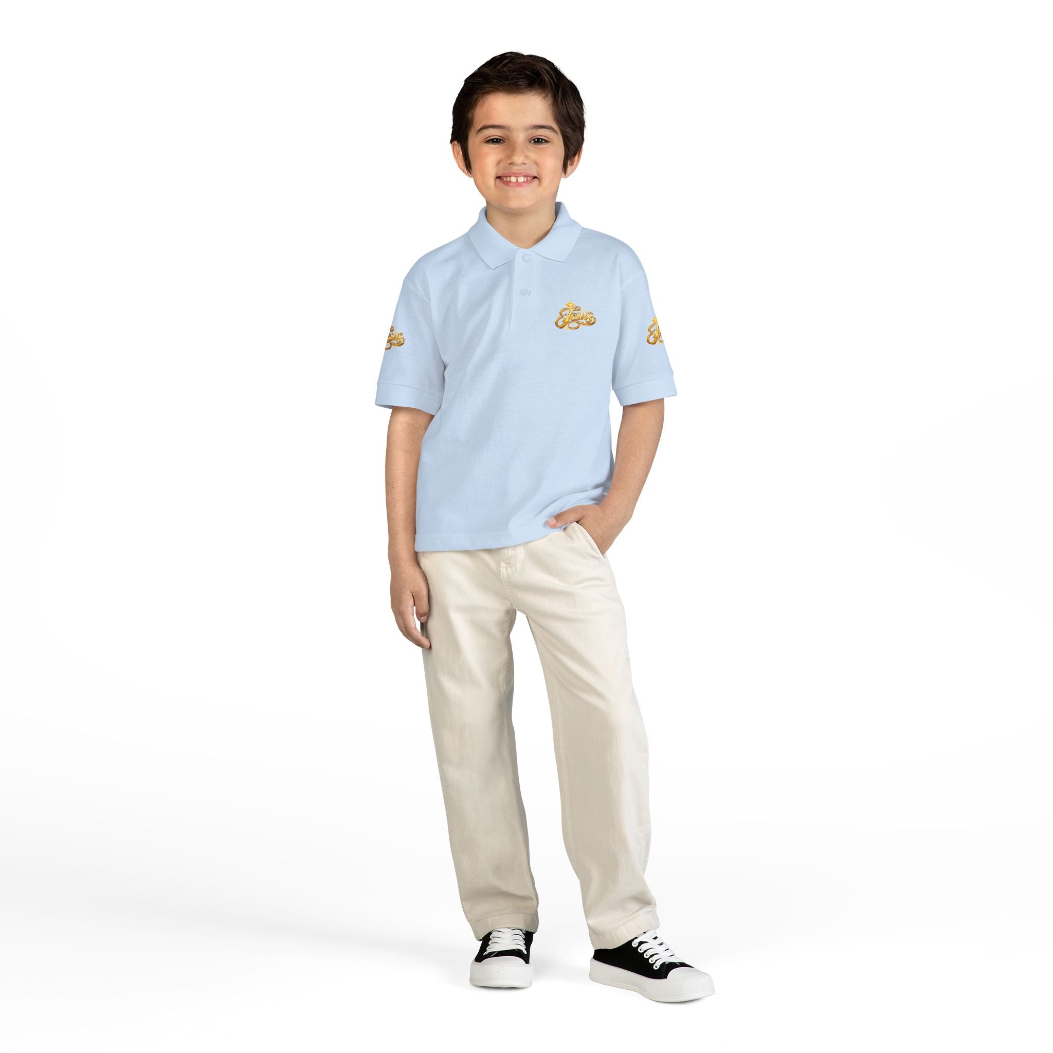 Kids Jesus Gold Nugget Polo – Youth Christian Faith Shirt | Church & Dress Casual Polo