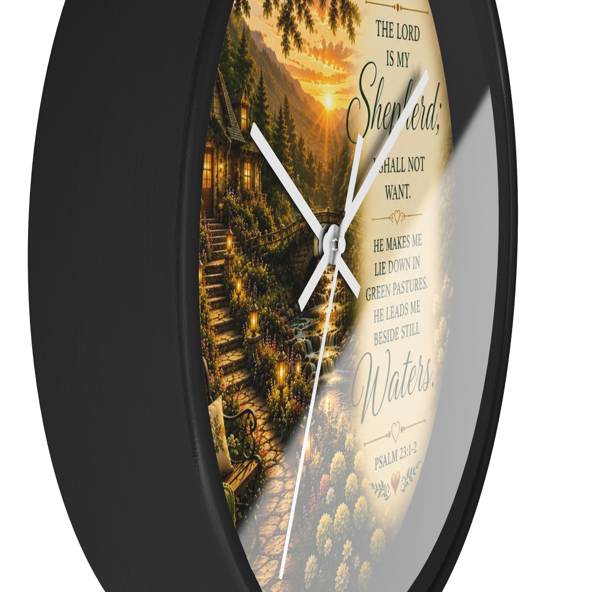 Psalm 23 Wall Clock | The Lord Is My Shepherd Christian Clock | Inspirational Faith Decor