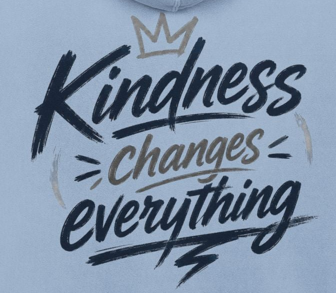 Kindness Changes Everything Hoodie – Heart Graphic Pigment-Dyed Sweatshirt